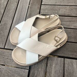 ALOHAS Marshmallow Leather across-Cross Sandals